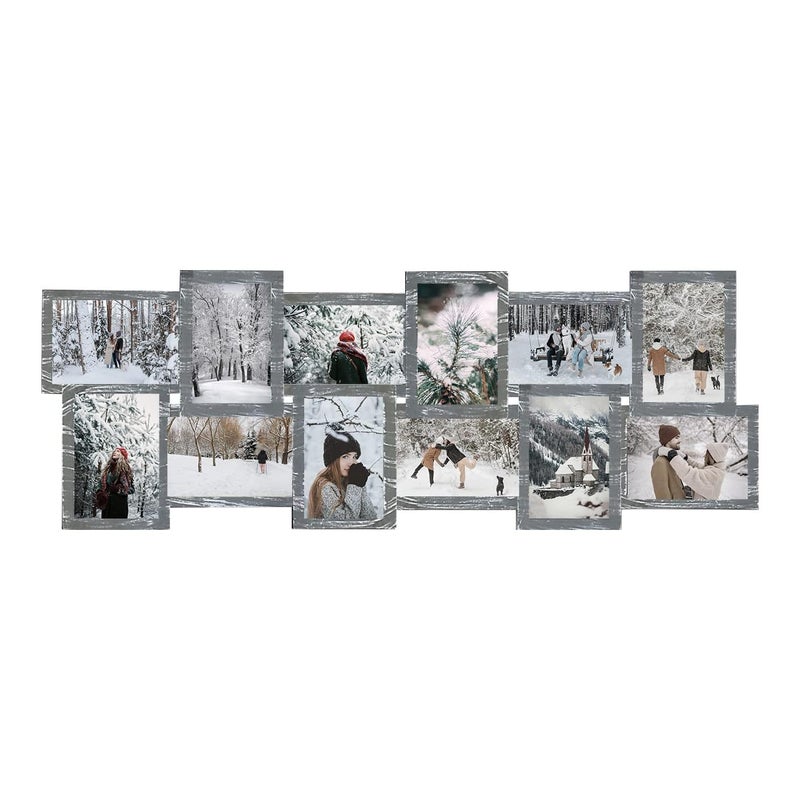 J.M.Deco 12 Opening Picture Collage Frame Wall Decor, 4x6 Photo Collage Frame for Gallery, Ideal Wedding/Christmas Gifts, One-Piece, Retro Brown - Image 1